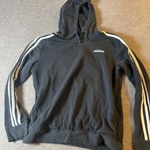 Adidas Black Hoodie with White Stripes 1528
